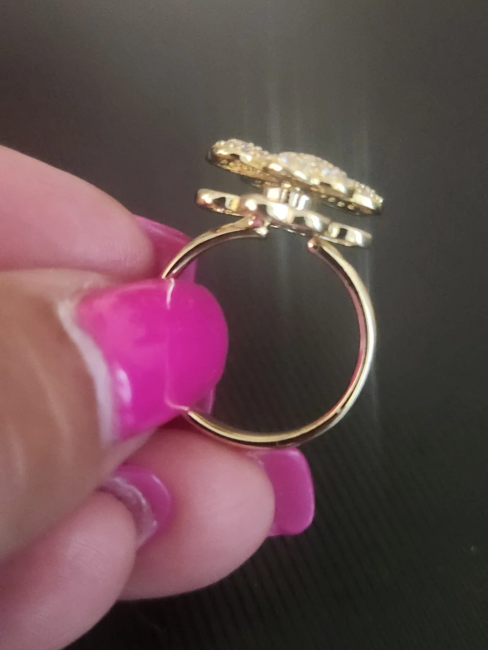 Gold Flower Pave Ring in Gold with Clear Stones